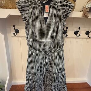 Vineyard Vines Haven Grid Print Dress - black and white